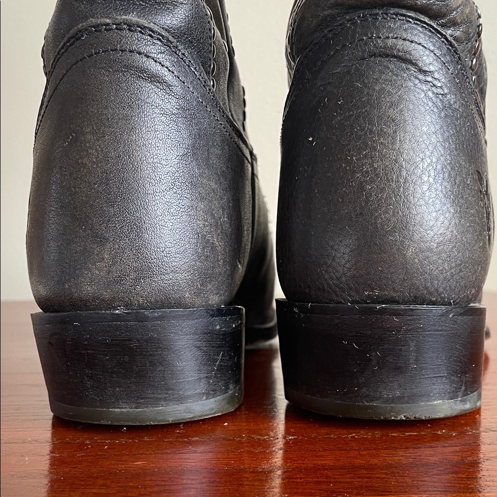 Frye Billy Dark Gray Studded Cowboy Boots Sz 6 - Picture 9 of 14